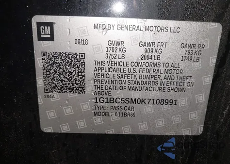 2019 Chevrolet Cruze Ls from USA, damaged, VIN 1G1BC5SM0K7108991